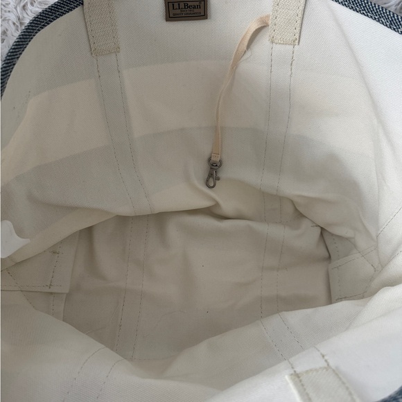 L.L. Bean Cream and Gray Striped Tote - Picture 2 of 2